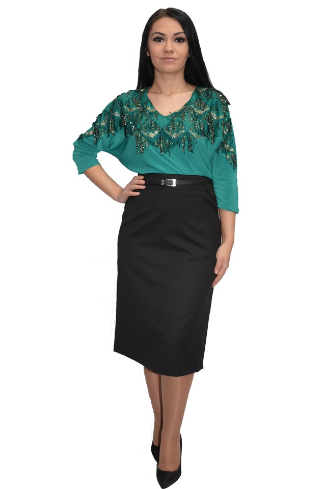 Fusta casual cu buzunare false, D&J Exclusive, Negru