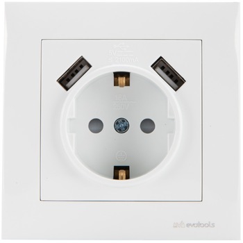 Priza Schuko cu 2xPort USB si Protectie Copii ST 2002 EvoTools Priza Schuko cu 2xPort USB si Protectie Copii ST 2002 EvoTools