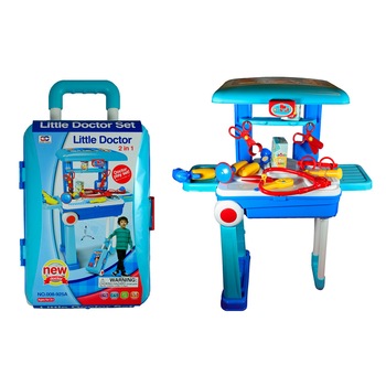 Troler trusa doctor - jucarie 60 cm - 15 piese Troler trusa doctor - jucarie 60 cm - 15 piese