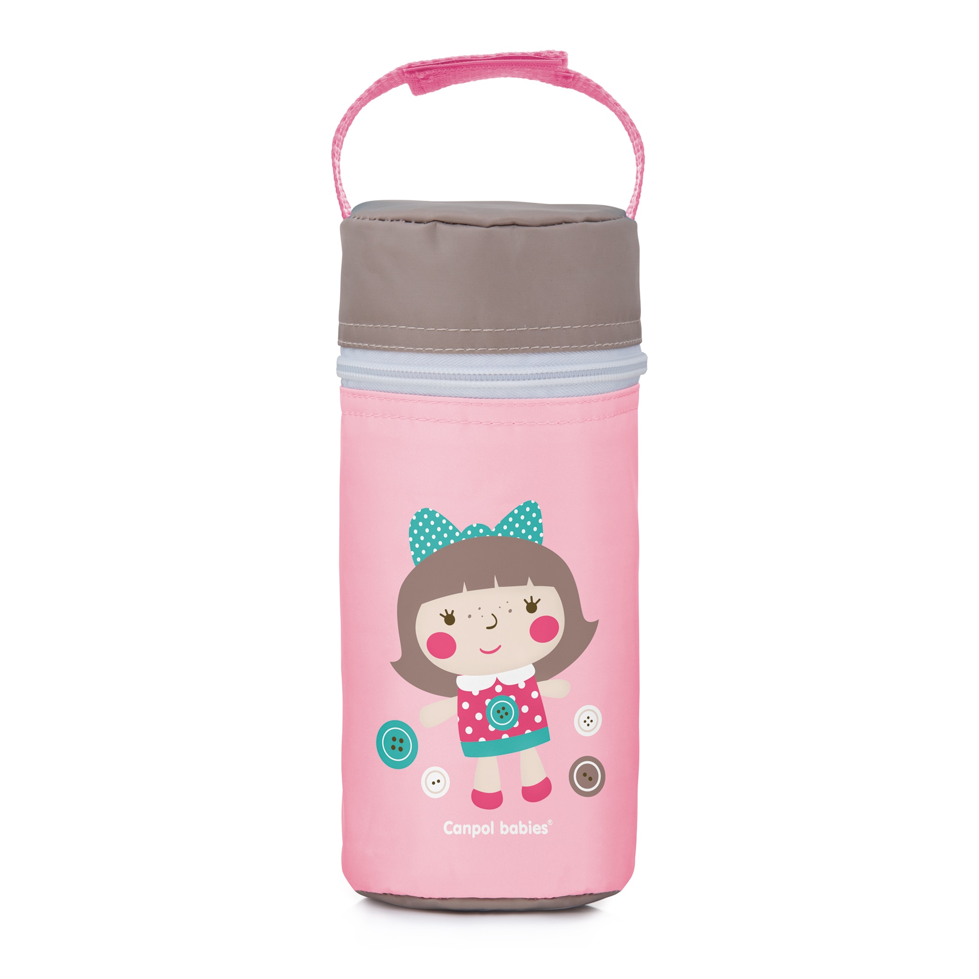 Izolator din material moale pentru biberoane, Canpol babies®, „Toys“, roz