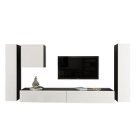 set living modular quadro 1 negru cu usi albe mdf lucios dimensiune 320cm imagen 59_0_
0