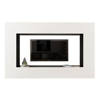 Set Living Modular Quadro 8 Negru cu usi Albe, MDF Lucios, dimensiune 240cm