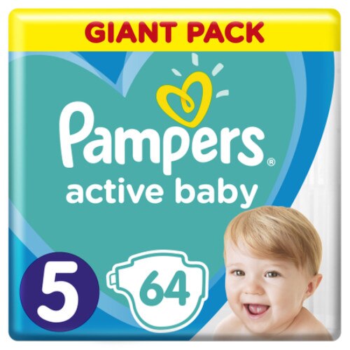 Scutece copii Pampers Active Baby Giant pack Nr 5 junior 11-16kg 64 buc