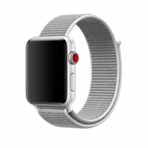 Curea pentru Apple Watch, Bibilel, compatibil cu dimensiunea 38mm, Sport Band, Textil, Alb-Gri, BBL619