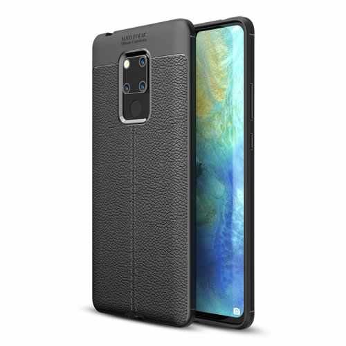 Husa spate, carcasa antisoc silicon, imitatie piele, pentru Huawei Mate 20 X, Negru, BBL625