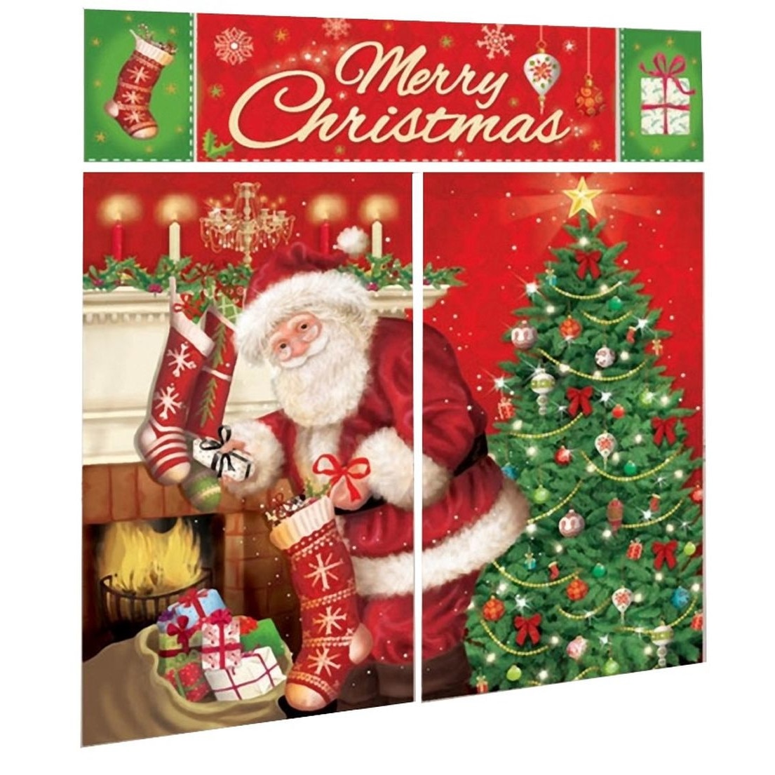 Scena Decorativa Ornament Sala, Banner Mare Mos Craciun, 5 piese, Amscan 670203