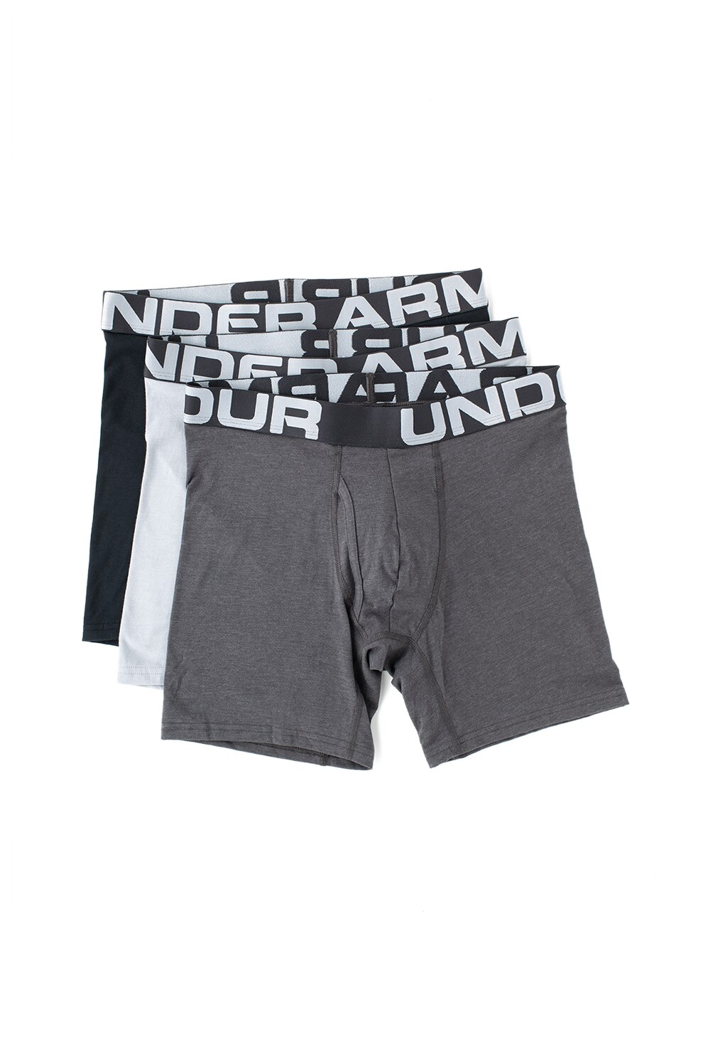 Under Armour, Set de boxeri din bumbac Charged - 3 perechi, Gri deschis/ Negru