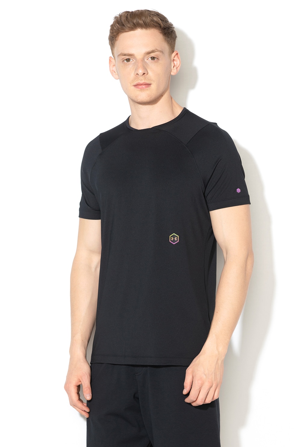 Under Armour, Tricou elastic, pentru antrenament HG Rush, Negru