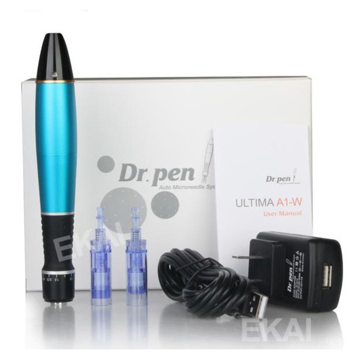 Dr. Pen Dermapen titán mikrotűs ceruza, A1W, Elektroporációhoz, Ráncok és öregedés ellen, Vezeték nélküli, 2 x 12 tűs tartalék patron, Mélység 0,25 - 3,00 mm, 5 sebesség