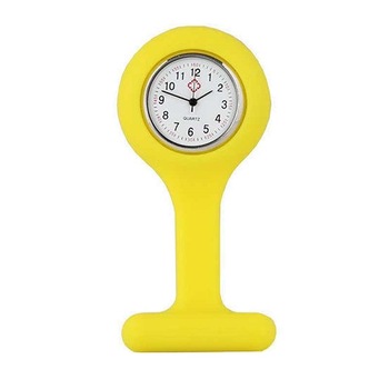 Ceas pentru asistente medicale/doctori, mini brosa pentru tunica din silicon, galben, BBL618 Ceas pentru asistente medicale/doctori, mini brosa pentru tunica din silicon, galben, BBL618