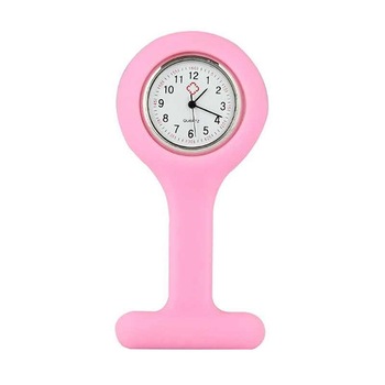 Ceas pentru asistente medicale/doctori, mini brosa pentru tunica din silicon, roz, BBL616 Ceas pentru asistente medicale/doctori, mini brosa pentru tunica din silicon, roz, BBL616