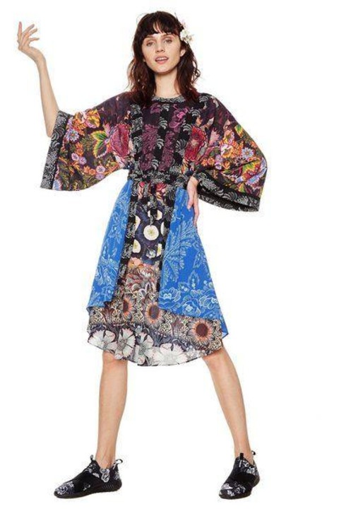 DESIGUAL, Rochie cu croiala in A si modele diverse Macarena, Multicolor