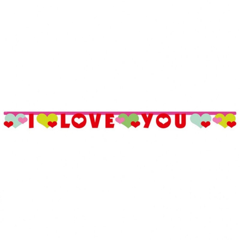 Banner decorativ pentru petrecere, I love you, 170 x 11 cm, Amscan 552603, 1 buc