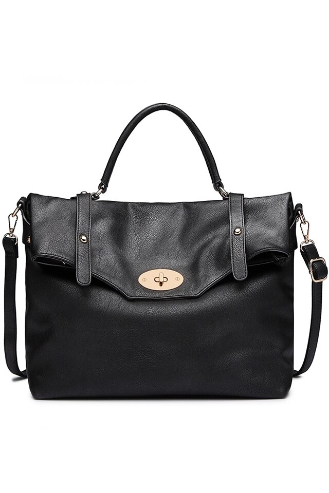 Geanta de umar pentru femei, leather look, LD1837BK Negru