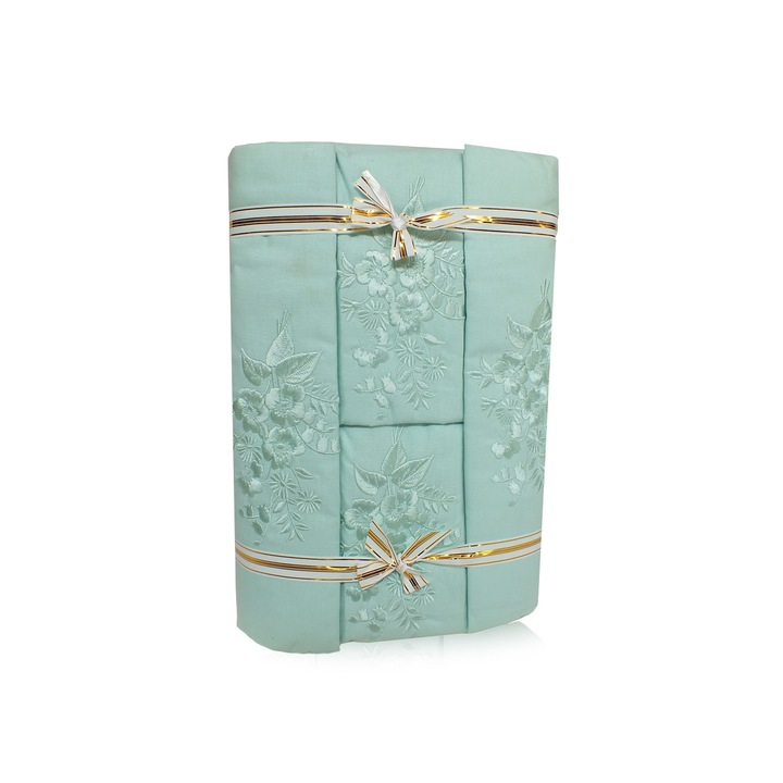 Lenjerie de pat FAN, Husa pilota/Cearceaf/2 fete perna, Bumbac, 160x200 cm, Verde deschis