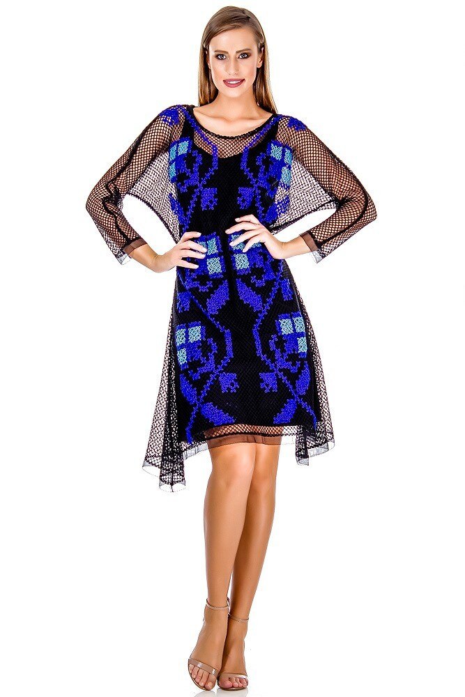 Rochie plasa neagra cu broderie Liza Panait AV-147E