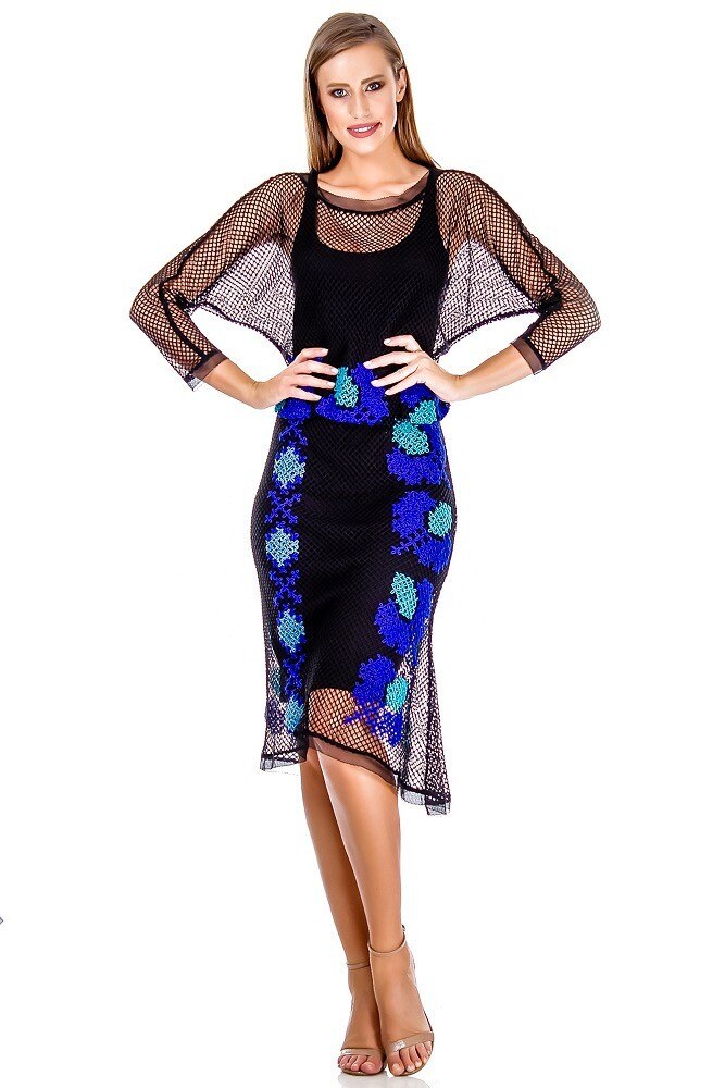 Rochie Neagra plasa cu broderie Liza Panait AV-148E