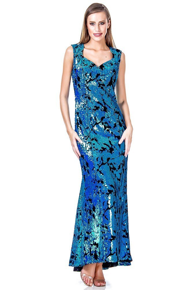 Rochie catifea negru/albastru