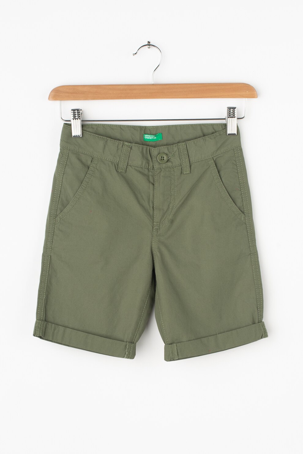 United Colors of Benetton, Pantaloni scurti cu terminatii rasucite, Verde sparanghel