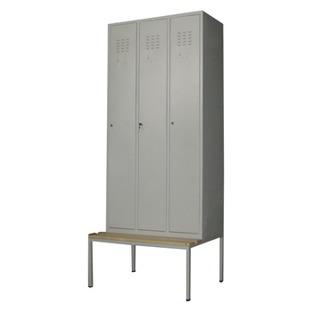 Vestiar metalic cu 3 usi P3FFSP compartimentat si bancuta, 1200x840x2100 mm (LxlxH), First Vestiar metalic cu 3 usi P3FFSP compartimentat si bancuta, 1200x840x2100 mm (LxlxH), First