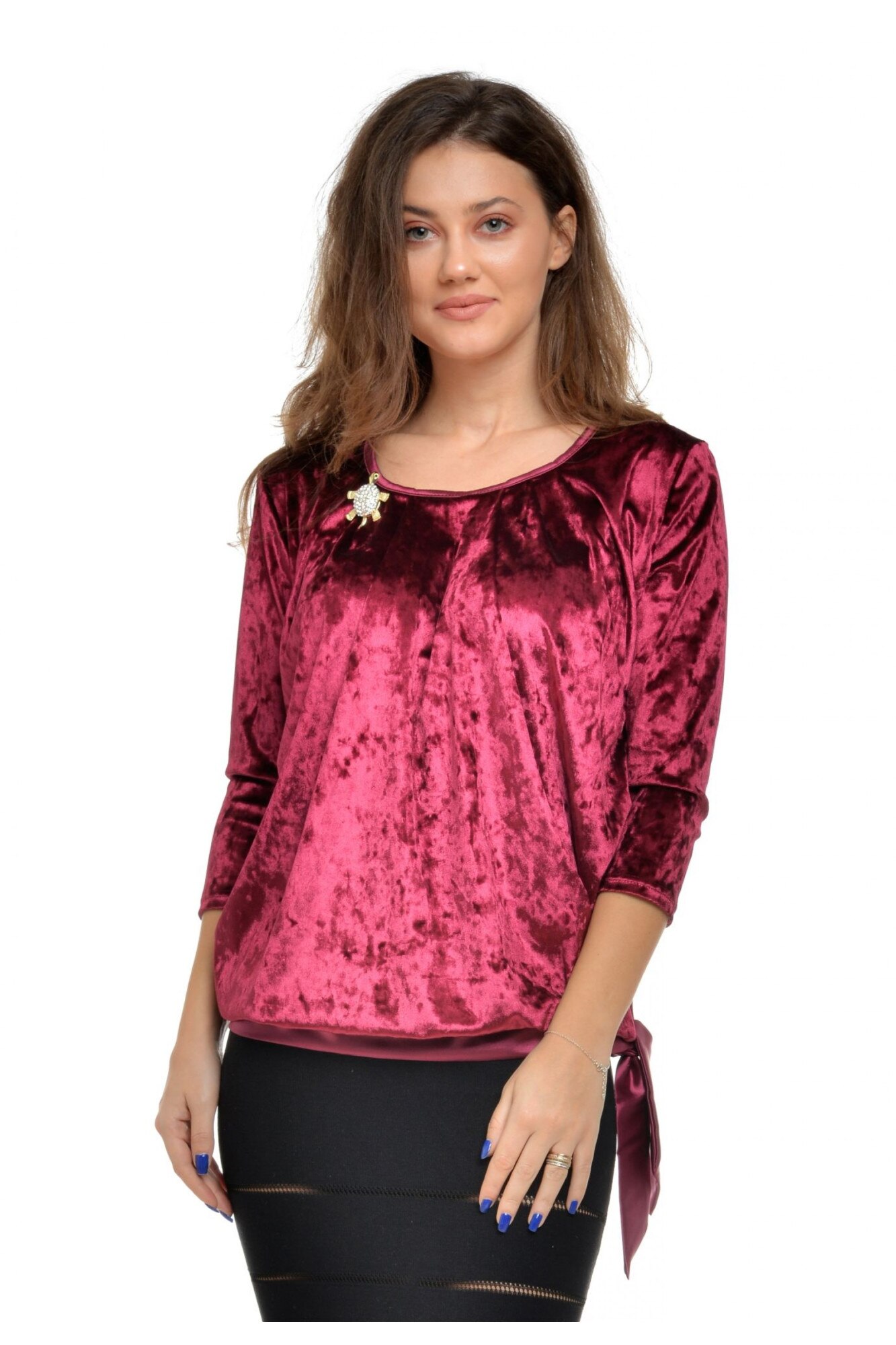 Bluza Dama catifea & funda satin Bordo