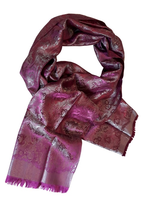 Esarfa Matase Naturala Orientala de lux Lakshmi shop, Visiniu violet, 160 x 60 cm