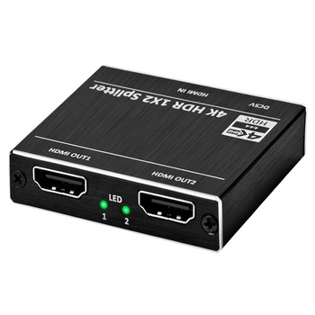 Splitter HOPE R, HDMI 2.0 4K@60Hz HDR, 3D cu HDCP 1.4, 1intrare 2 iesiri, negru Splitter HOPE R, HDMI 2.0 4K@60Hz HDR, 3D cu HDCP 1.4, 1intrare 2 iesiri, negru
