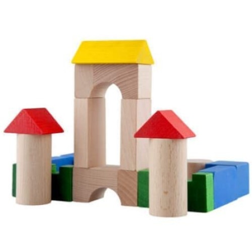 Cuburi din lemn colorate 100 piese, Lupo, Lemn, 3 ani+