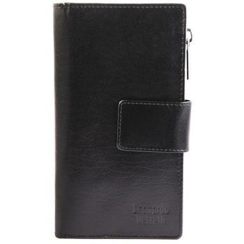 Portofel dama, Leonardo Verrelli, protectie RFID, piele, negru Portofel dama, Leonardo Verrelli, protectie RFID, piele, negru
