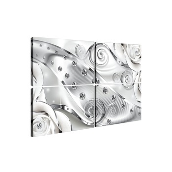 Set Tablouri DEGRETS 78002 Canvas, 80 x 120 cm, 4 piese (4x40x60 cm), Diamant floral alb 3D Set Tablouri DEGRETS 78002 Canvas, 80 x 120 cm, 4 piese (4x40x60 cm), Diamant floral alb 3D
