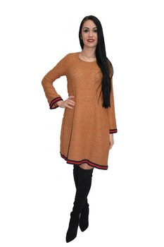 Rochie de iarna cu insertii argintii, D&J Exclusive, Maro Rochie de iarna cu insertii argintii, D&J Exclusive, Maro