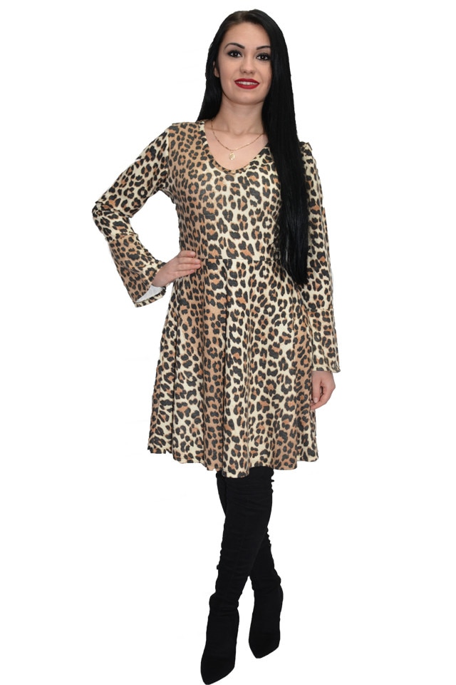 Rochie tinereasca cu imprimeu , D&J Exclusive, Animal Print