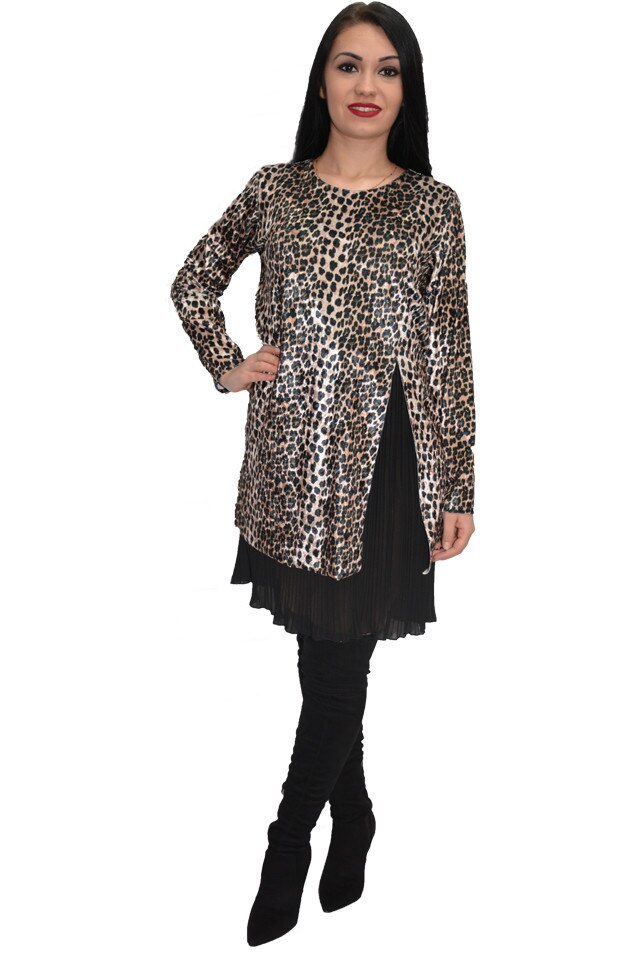 Rochie sexi din catifea cu imprimeu, D&J Exclusive, Animal Print