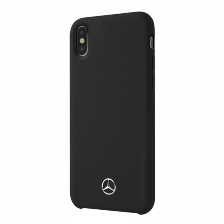 Husa Mercedes-Benz Silicon Fiber compatibila cu Apple iPhone XS Max Black