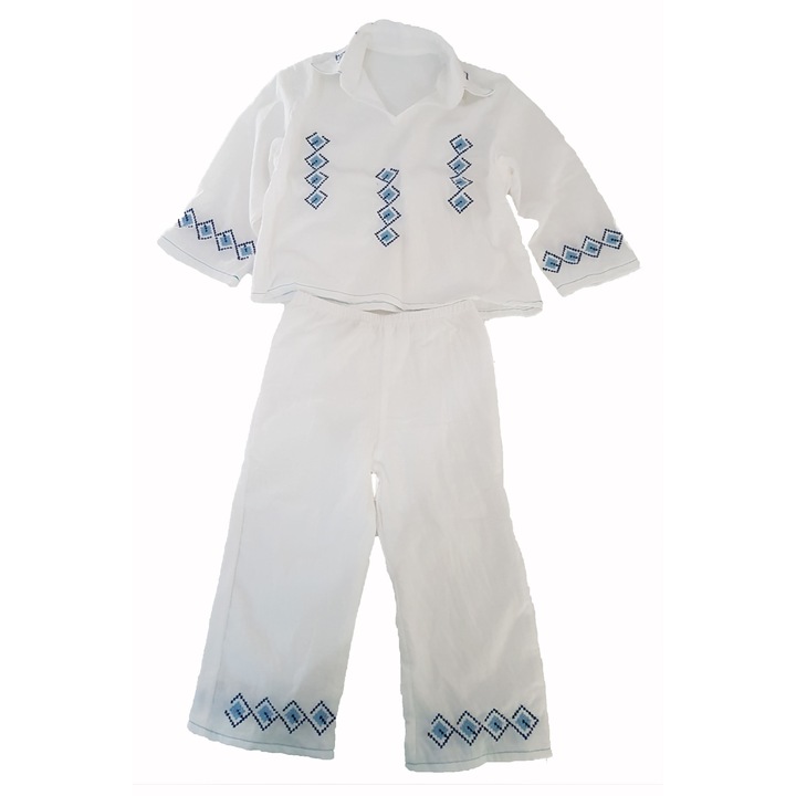 Популярен костюм за момчета с традиционна бродерия, Magic Mirror Fashion, бял, 110, 5 години