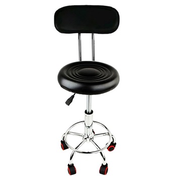 Scaun hidraulic cu spatar si roti Negru Pentru salon Cosmetica Scaun hidraulic cu spatar si roti Negru Pentru salon Cosmetica