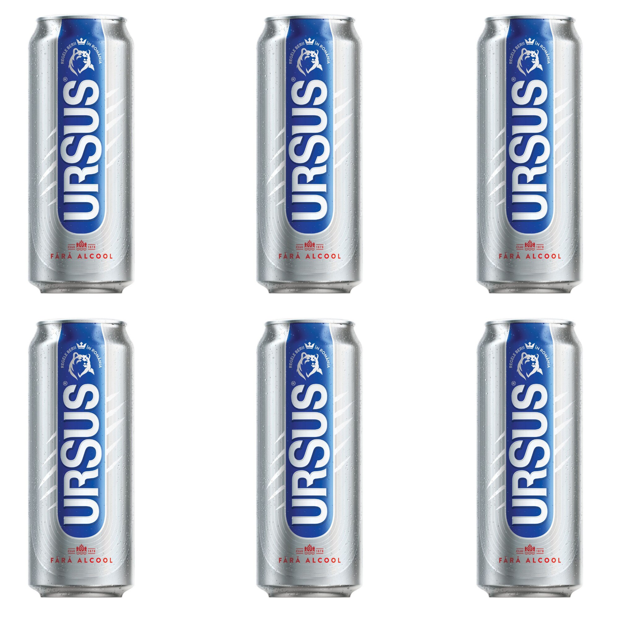 Bere blonda fara alcool set 6 doze Ursus - 0 % - 500 ml - eMAG.ro