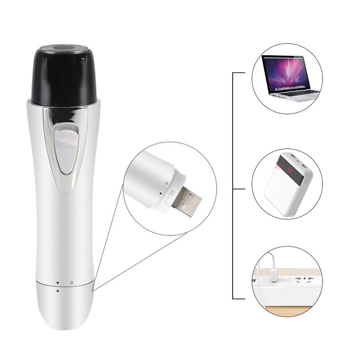 TotulPerfect 4in1 Szőrtelenítő készlet, USB töltővel, Fehér
