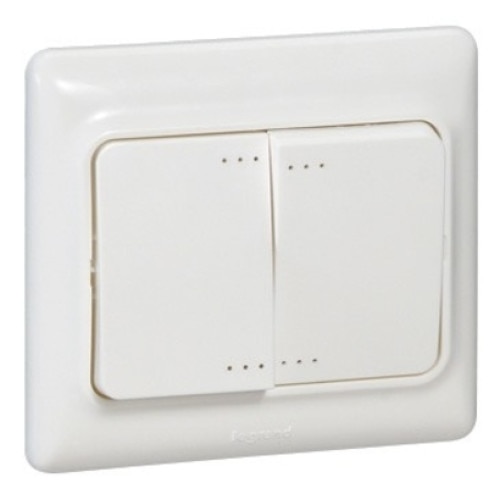 Intrerupator dublu iMKⓇ cu indicator luminos, incastrat, rama inclusa, alb, AN