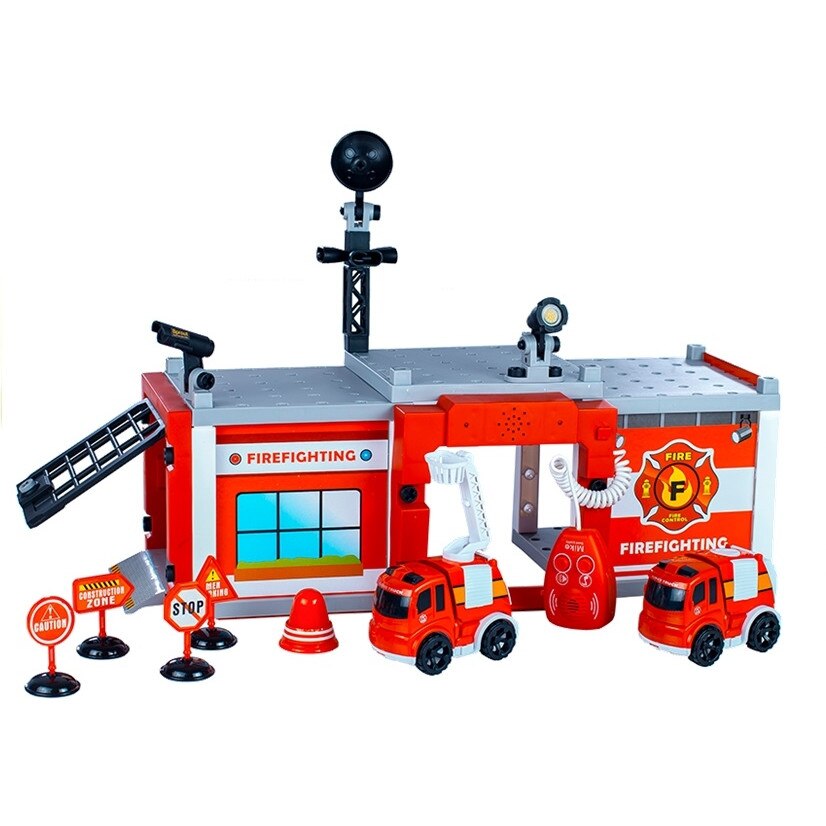 Set de joaca Malipen Sectie de pompieri cu sunete si lumini, rosu