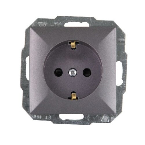 Priza simpla iMKⓇ incastrata, contact de protectie, gri inchis, AN