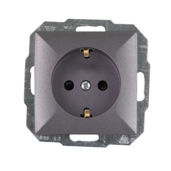 Priza simpla iMKⓇ incastrata, contact de protectie, gri inchis, AN Priza simpla iMKⓇ incastrata, contact de protectie, gri inchis, AN