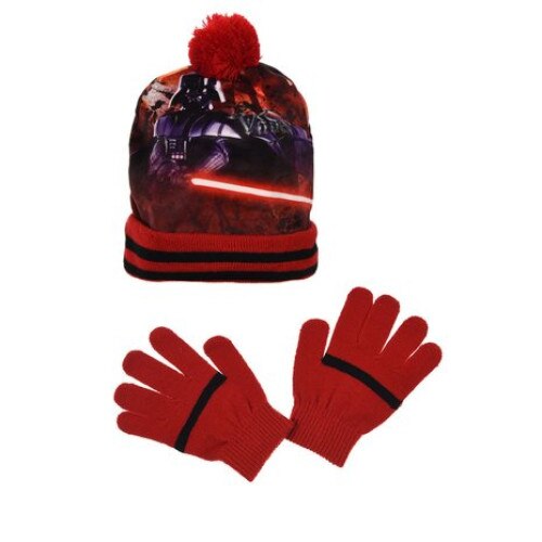 Set Caciula si manusi,Star Wars,rosu,54 cm