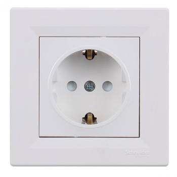 Priza simpla incastrata, rama inclusa, tensine maxima 250V, alb, AN Priza simpla incastrata, rama inclusa, tensine maxima 250V, alb, AN