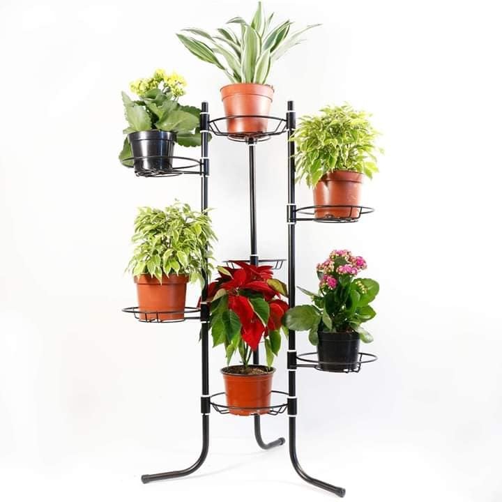 Suport pentru flori pliant,7 ghivecе,85cm, negru