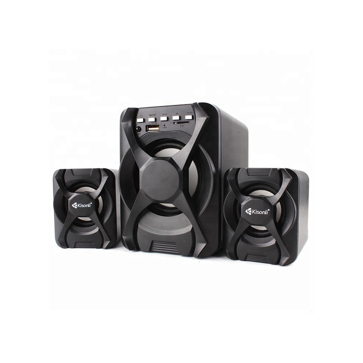 Тонколони Kisonli U-2500BT, Bluetooth, 5W+3W*2, USB, Черен