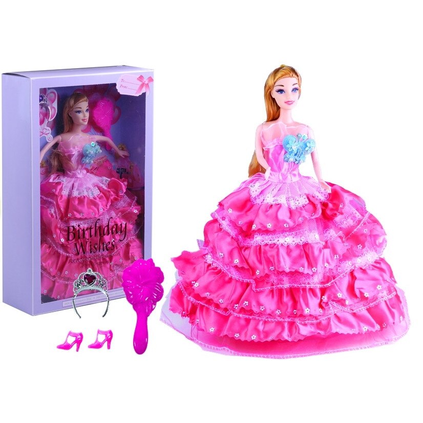 Papusa in rochita Malipen cu accesorii, roz