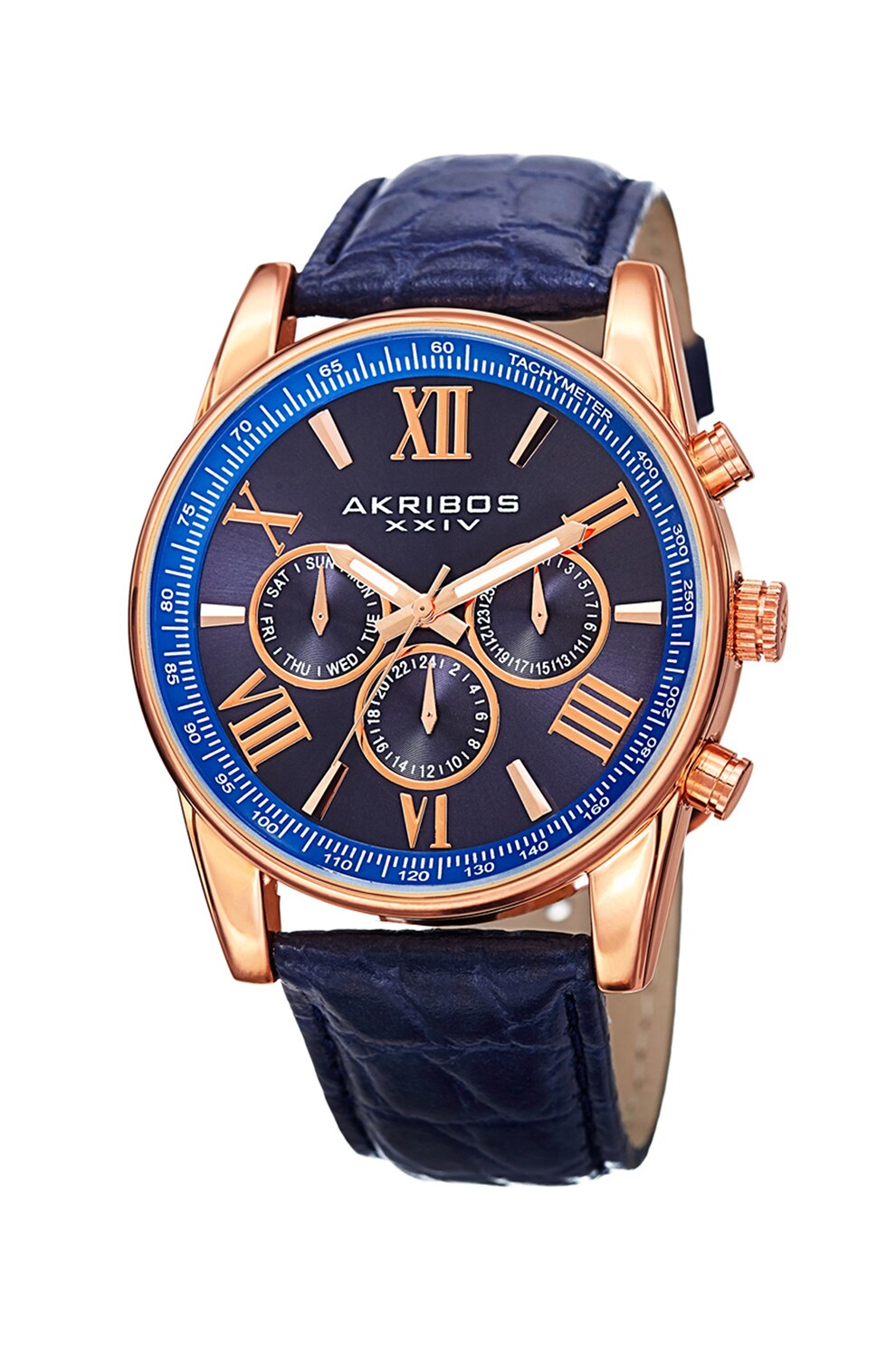 Akribos, Ceas cu functii multiple si curea de piele, Bleumarin