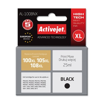 Cartus compatibil 100XL 108XL Black pentru Lexmark 14N1068E, 25 ml, Premium Activejet, Garantie 5 ani Cartus compatibil 100XL 108XL Black pentru Lexmark 14N1068E, 25 ml, Premium Activejet, Garantie 5 ani