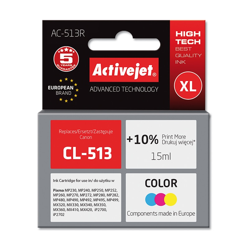 Cartus compatibil CL513 XL color pentru Canon, 15 ml, Premium Activejet, Garantie 5 ani